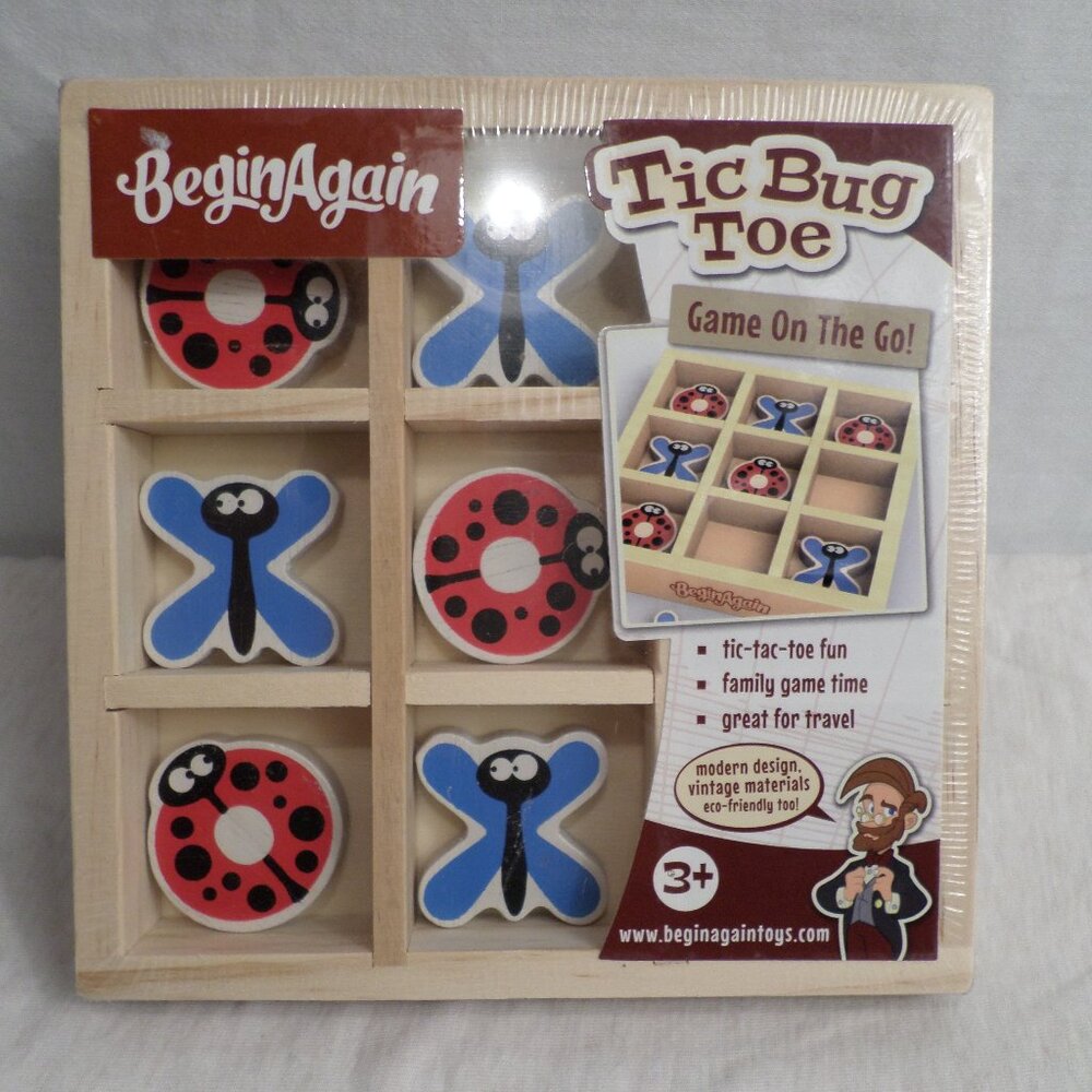 Begin Again Tic Bug Toe Wooden Game On The Go NEW
